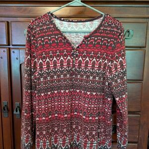 Coldwater Creek Red and Black Patterned Top